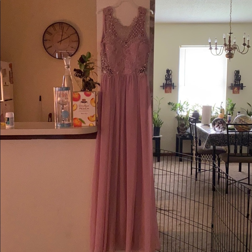 baby pink sparkly long dress
